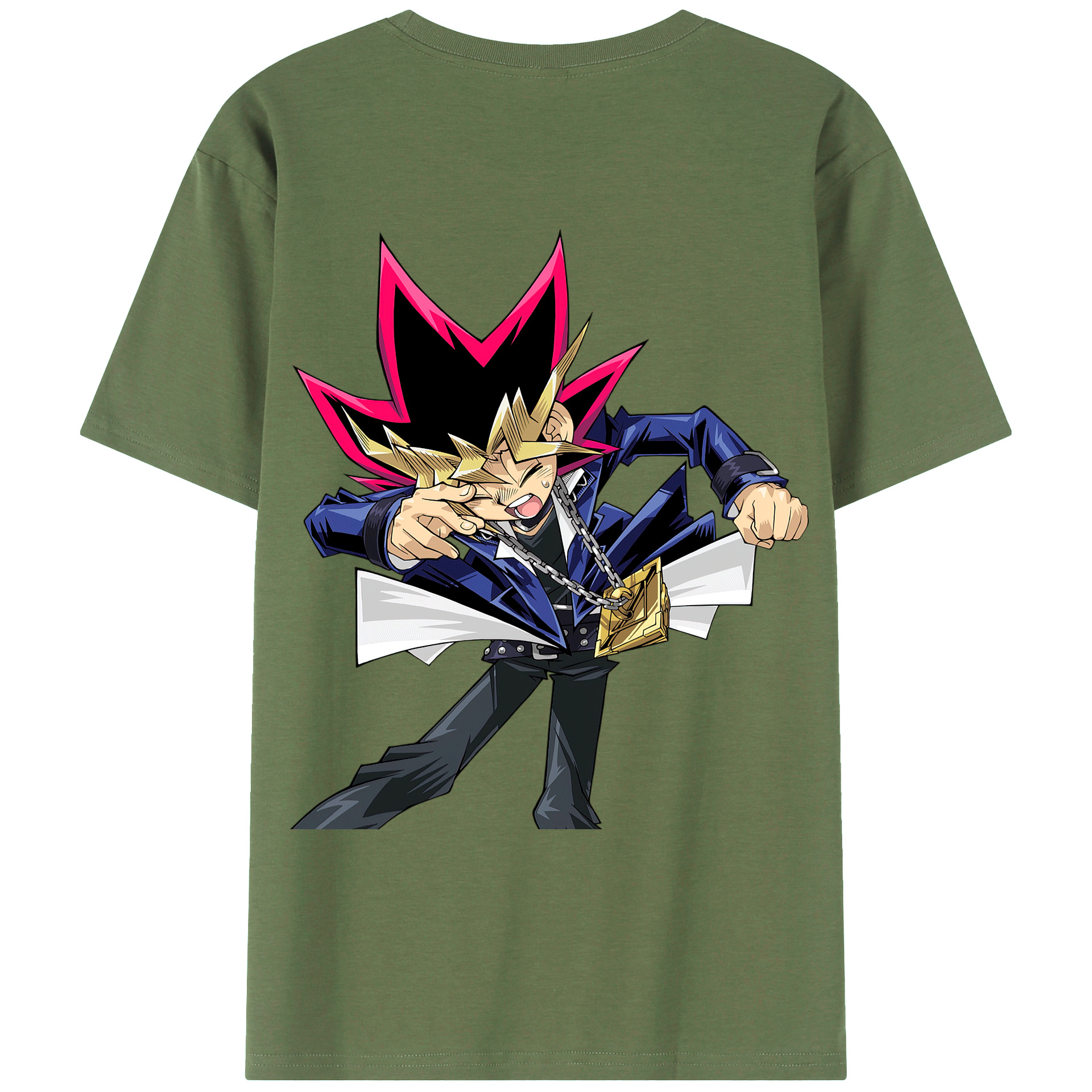 （画像用） 遊☆戯☆王 Yu-Gi-Oh! 綿100％ メンズ半袖Tシャツ（バックプリント） 通気性